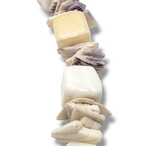 Vintage Shell Cube Chip Collar Chunky Necklace MOP Natural Boho Beach 18" - Picture 5 of 8